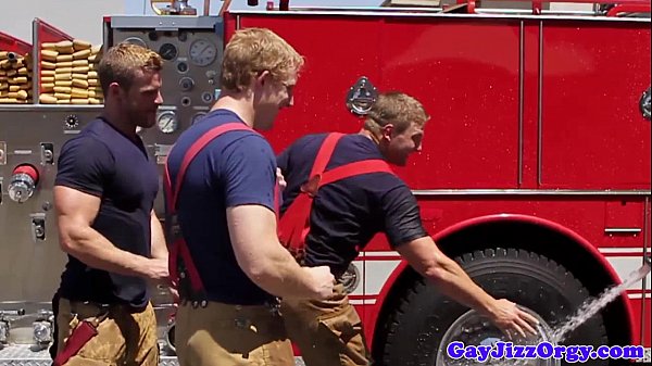 Gaysex hunks in uniform squirting jizm